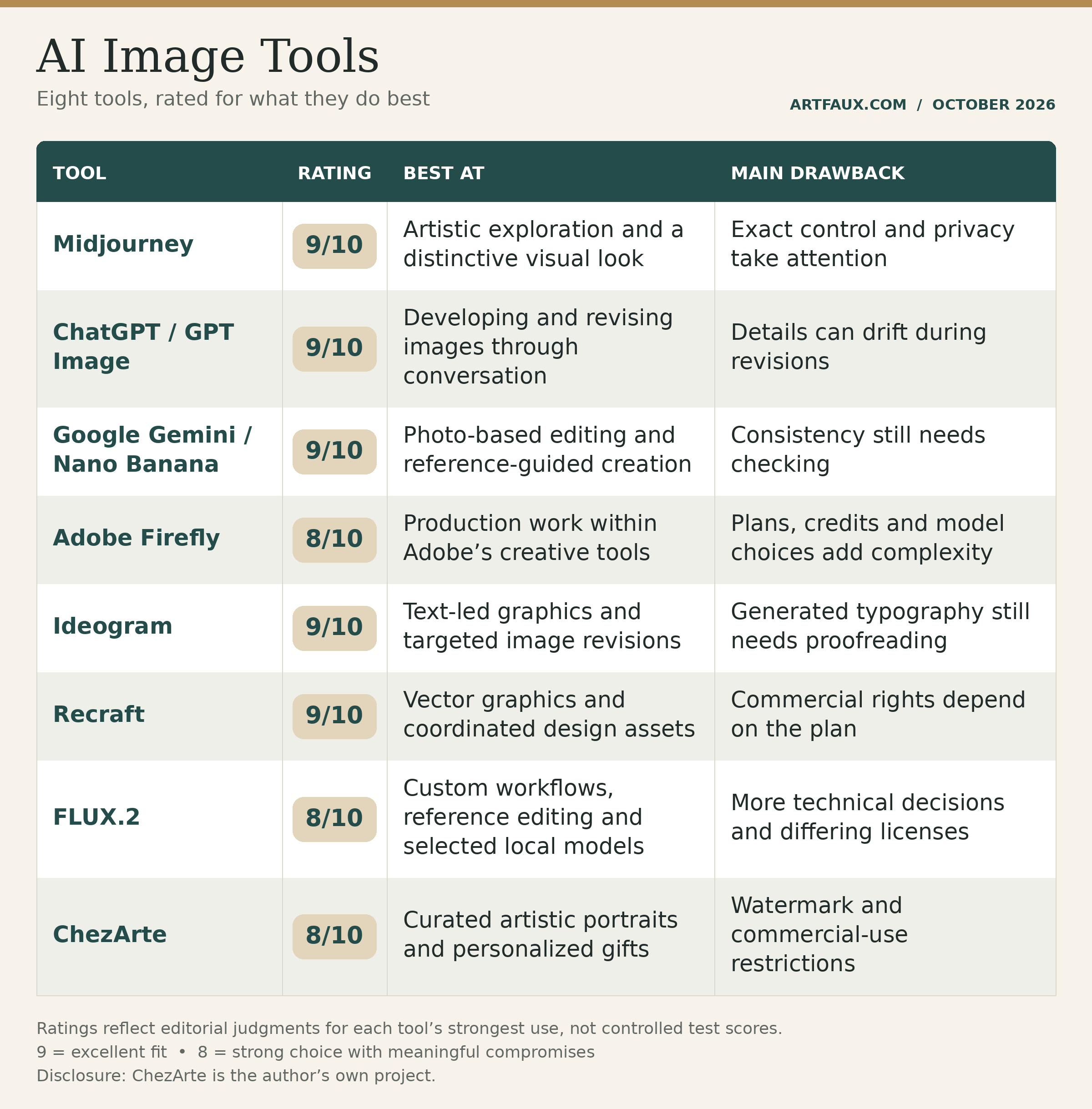 AI Image Tools Comparison
